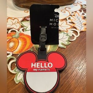 Disney Red and Black Mickey Mouse ID Luggage Tag NEW